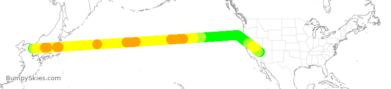 Turbulence forecast map for KAL005, KSI to LAS