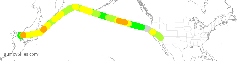 Turbulence forecast map for KAL006, LAS to KSI