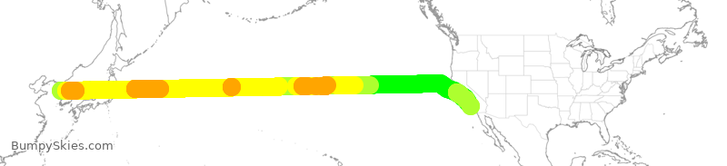 Turbulence forecast map for KAL011, KSI to LAX