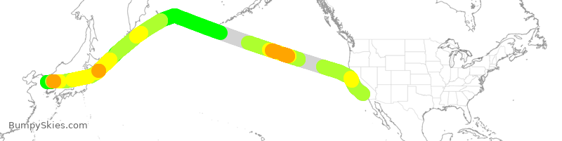 Turbulence forecast map for KAL012, LAX to KSI