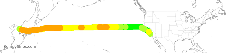 Turbulence forecast map for KAL017, KSI to LAX