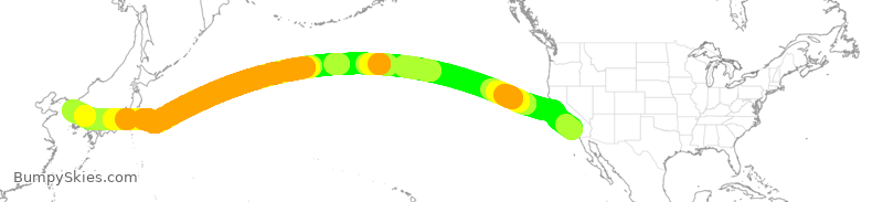 Turbulence forecast map for KAL018, LAX to ICN