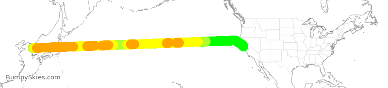 Turbulence forecast map for KAL023, KSI to SFO