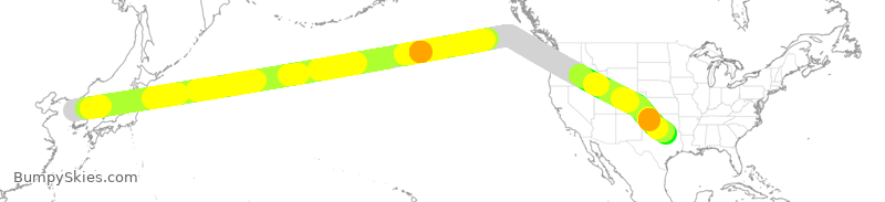 Turbulence forecast map for KAL031, ICN to DFW
