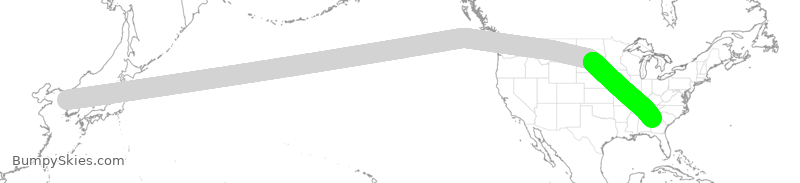 Turbulence forecast map for KAL033, KSI to ATL
