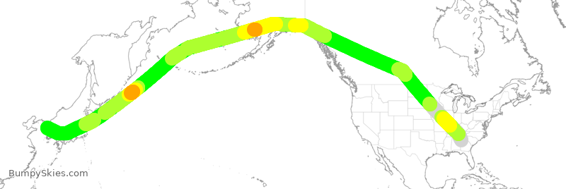 Turbulence forecast map for KAL034, ATL to ICN