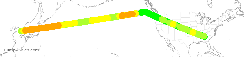 Turbulence forecast map for KAL035, KSI to ATL