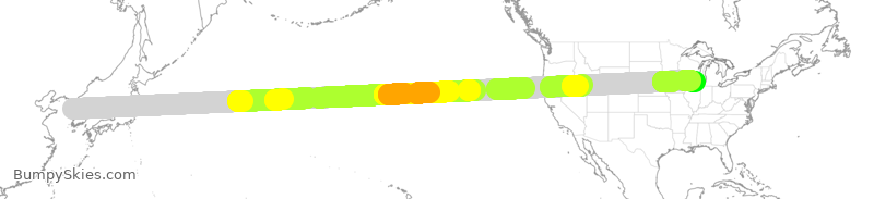 Turbulence forecast map for KAL037, KSI to ORD