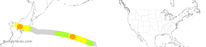 Turbulence forecast map for KAL052, HNL to ICN