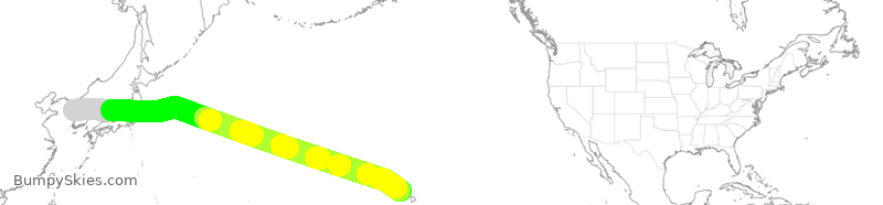Turbulence forecast map for KAL053, KSI to HNL