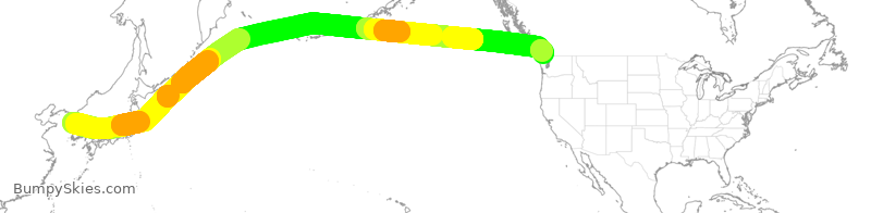 Turbulence forecast map for KAL071, KSI to YVR