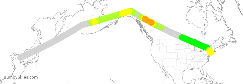 Turbulence forecast map for KAL081, KSI to JFK