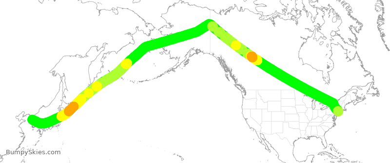 Turbulence forecast map for KAL082, JFK to ICN