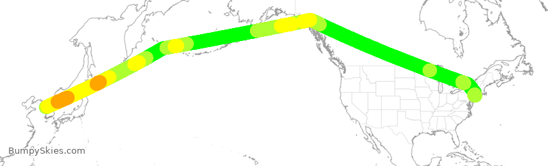 Turbulence forecast map for KAL085, ICN to JFK