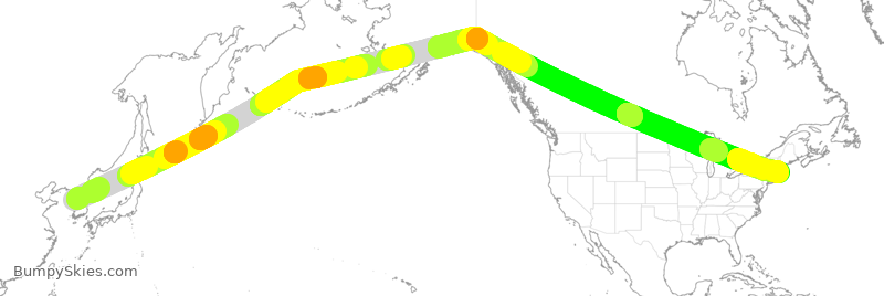Turbulence forecast map for KAL091, KSI to BOS
