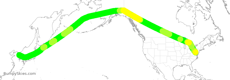 Turbulence forecast map for KAL094, IAD to ICN