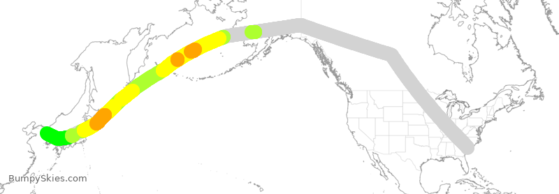 Turbulence forecast map for KAL100, CHS to ICN