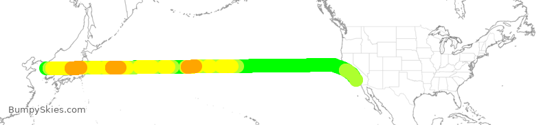 Turbulence forecast map for KAL11, ICN to LAX