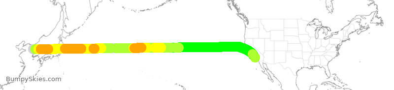 Turbulence forecast map for KAL17, ICN to LAX