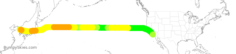 Turbulence forecast map for KAL207, KSI to LAX