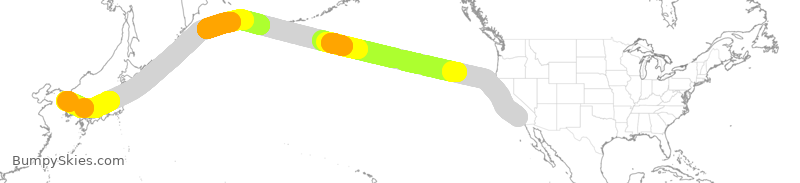 Turbulence forecast map for KAL208, LAX to KSI