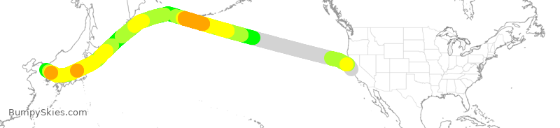 Turbulence forecast map for KAL214, SFO to KSI