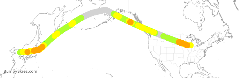 Turbulence forecast map for KAL232, ORD to KSI