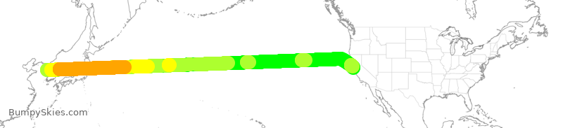 Turbulence forecast map for KAL23, ICN to SFO