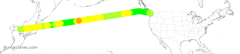 Turbulence forecast map for KAL2441, GMP to BFI