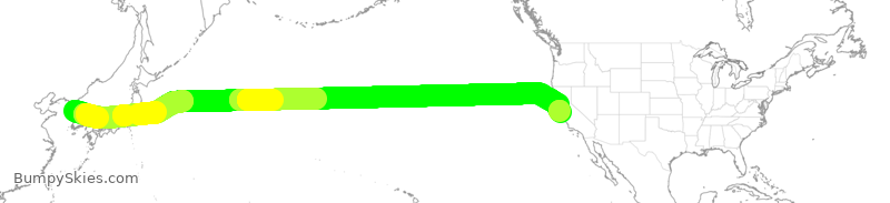 Turbulence forecast map for KAL2443, GMP to SJC