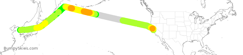 Turbulence forecast map for KAL2446, SJC to KSI