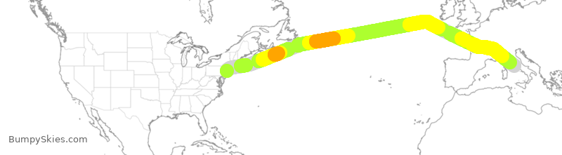 Turbulence forecast map for KAL2447, EWR to FCO