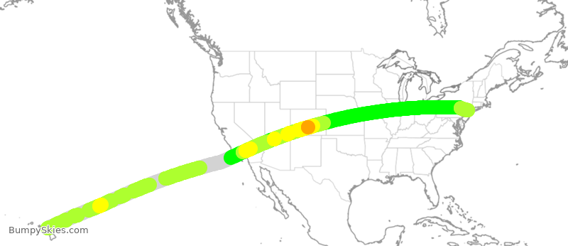 Turbulence forecast map for KAL2447, OGG to EWR