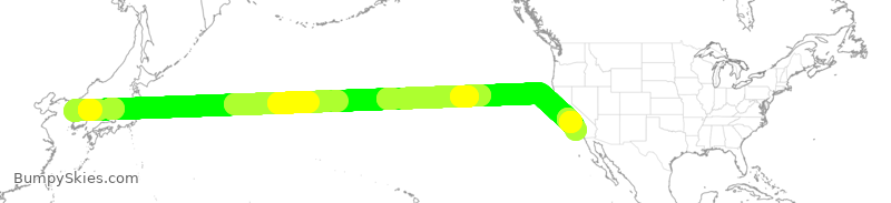 Turbulence forecast map for KAL2451, GMP to LAX