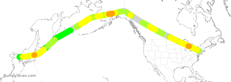 Turbulence forecast map for KAL252, JFK to KSI
