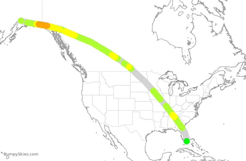 Turbulence forecast map for KAL273, ANC to MIA