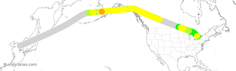 Turbulence forecast map for KAL281, KSI to YYZ