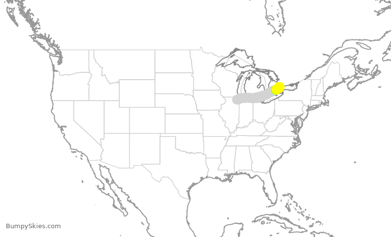 Turbulence forecast map for KAL284, ORD to YYZ