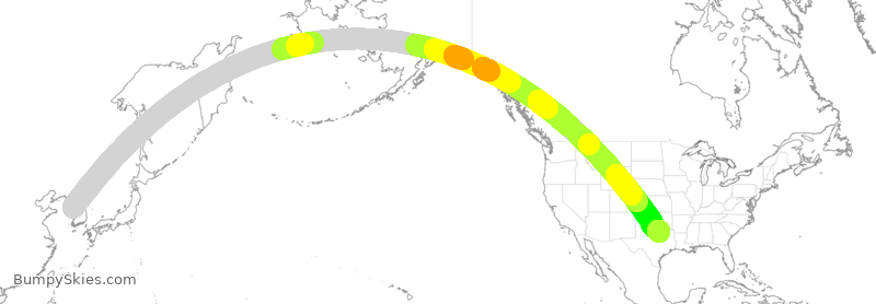 Turbulence forecast map for KAL31, ICN to DFW