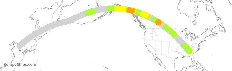 Turbulence forecast map for KAL33, ICN to ATL