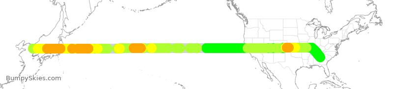 Turbulence forecast map for KAL35, ICN to ATL