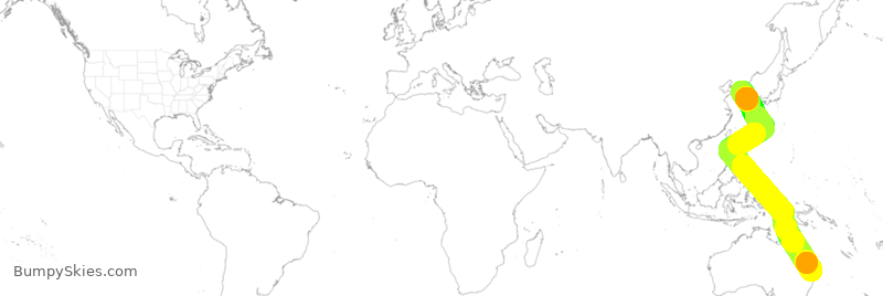 Turbulence forecast map for KAL407, ICN to BNE