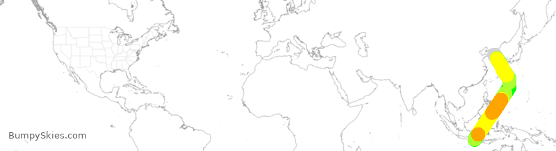 Turbulence forecast map for KAL431, ICN to DPS