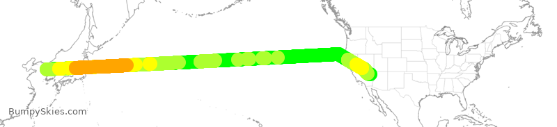 Turbulence forecast map for KAL5, ICN to LAS