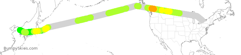 Turbulence forecast map for KAL8078, YYZ to ICN
