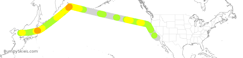 Turbulence forecast map for KAL8204, LAX to KSI