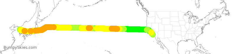 Turbulence forecast map for KAL8207, KSI to LAX