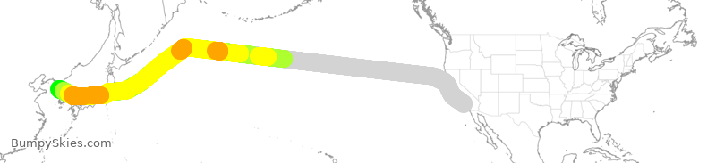 Turbulence forecast map for KAL8208, LAX to KSI