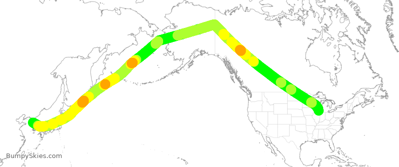 Turbulence forecast map for KAL8232, ORD to KSI