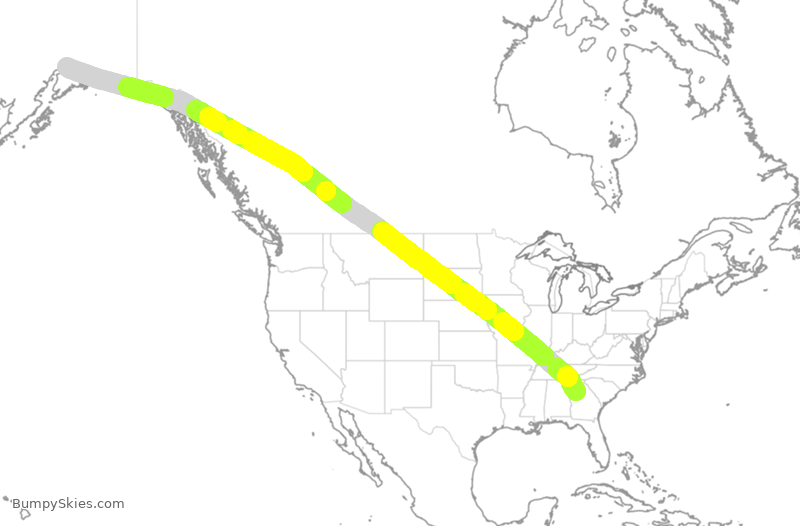 Turbulence forecast map for KAL8236, ATL to ANC
